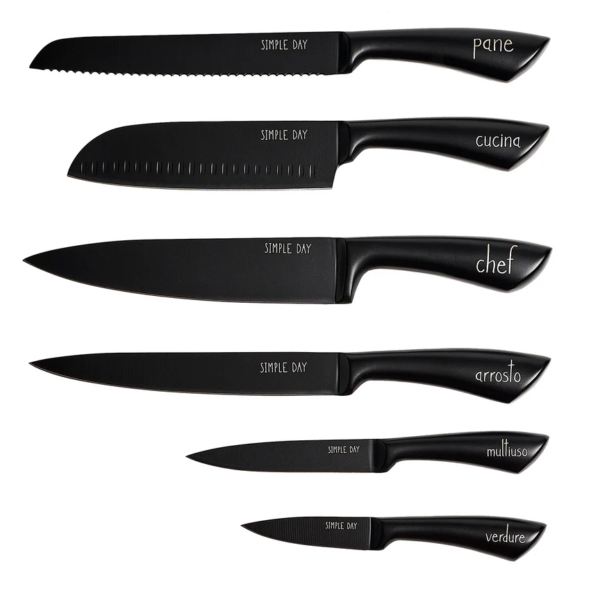 Set Di 6 Coltelli Da Tavola Gnali - Colore Nero, Per Cucina E Tavola - Foto 2